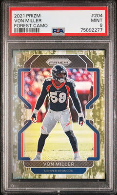 Von Miller 2021 Panini Prizm Forest Camo SP 11/15 PSA 9-1