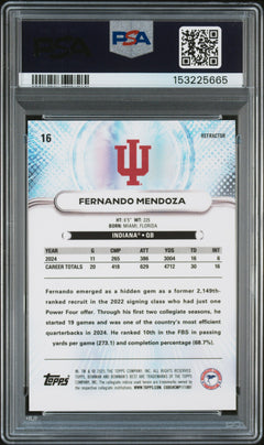 Fernando Mendoza RC 2025 Bowman U Best Refractor Rookie #16 PSA 8-2