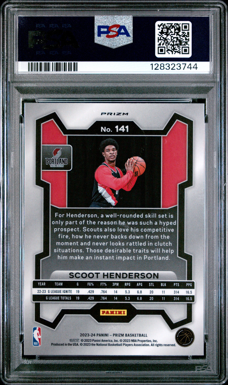 Scoot Henderson RC 2023-24 Panini Prizm Silver Rookie #141 PSA 10-2