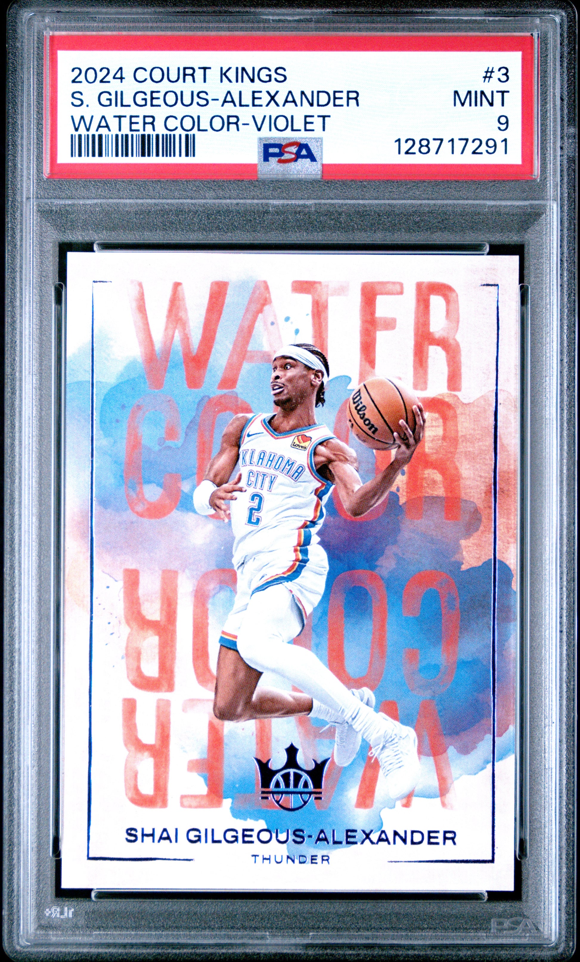 Shai Gilgeous-Alexander 2024-25 Panini Court Kings Violet Water Color SP 27/49 PSA 9-1