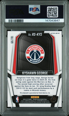 Kyshawn George RC 2024-25 Panini Prizm Black Red Rookie Auto SP 18/99 PSA 8-2