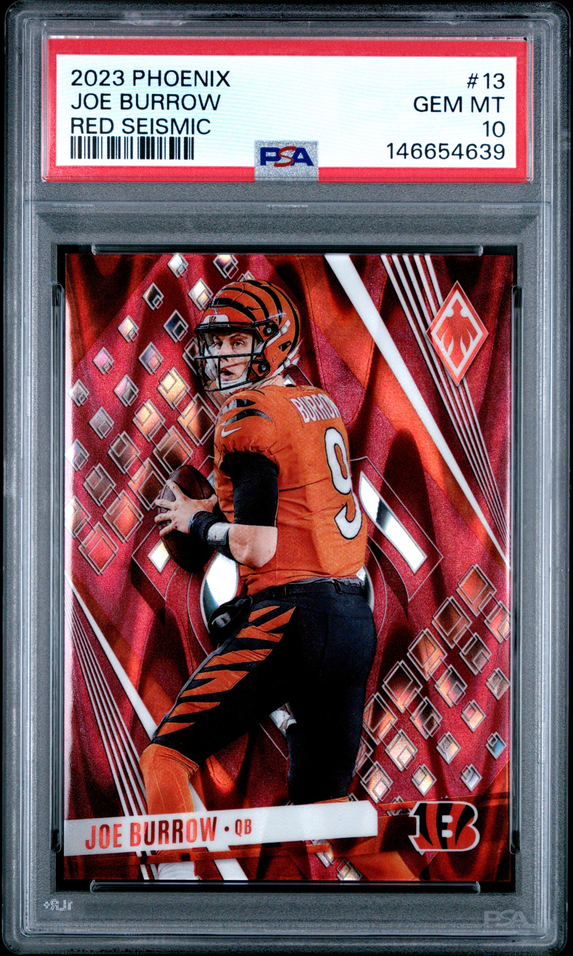 Joe Burrow 2023 Panini Phoenix Red Seismic SP 48/199 PSA 10-1