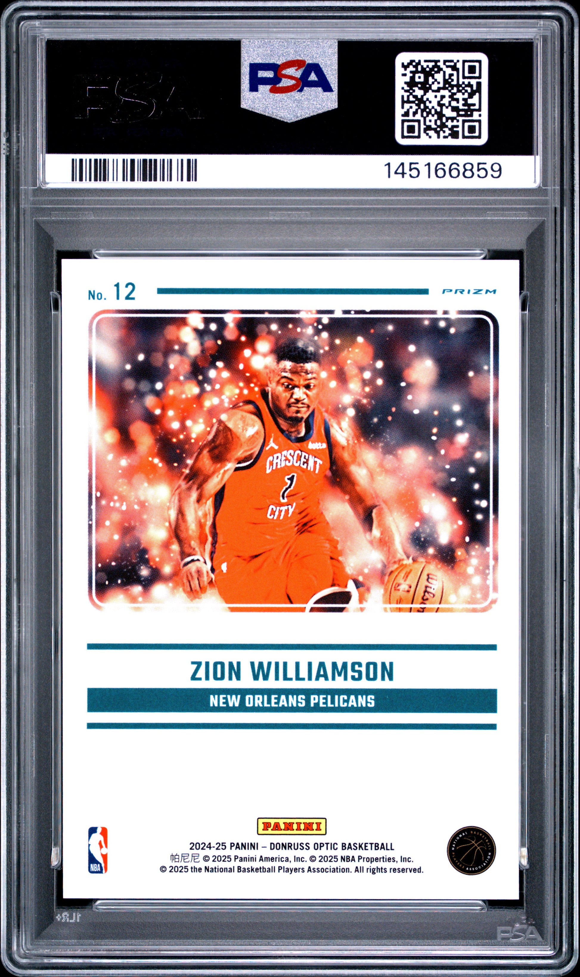 Zion Williamson 2024-25 Donruss Optic Mythical Case Hit SSP #12 PSA 10-2