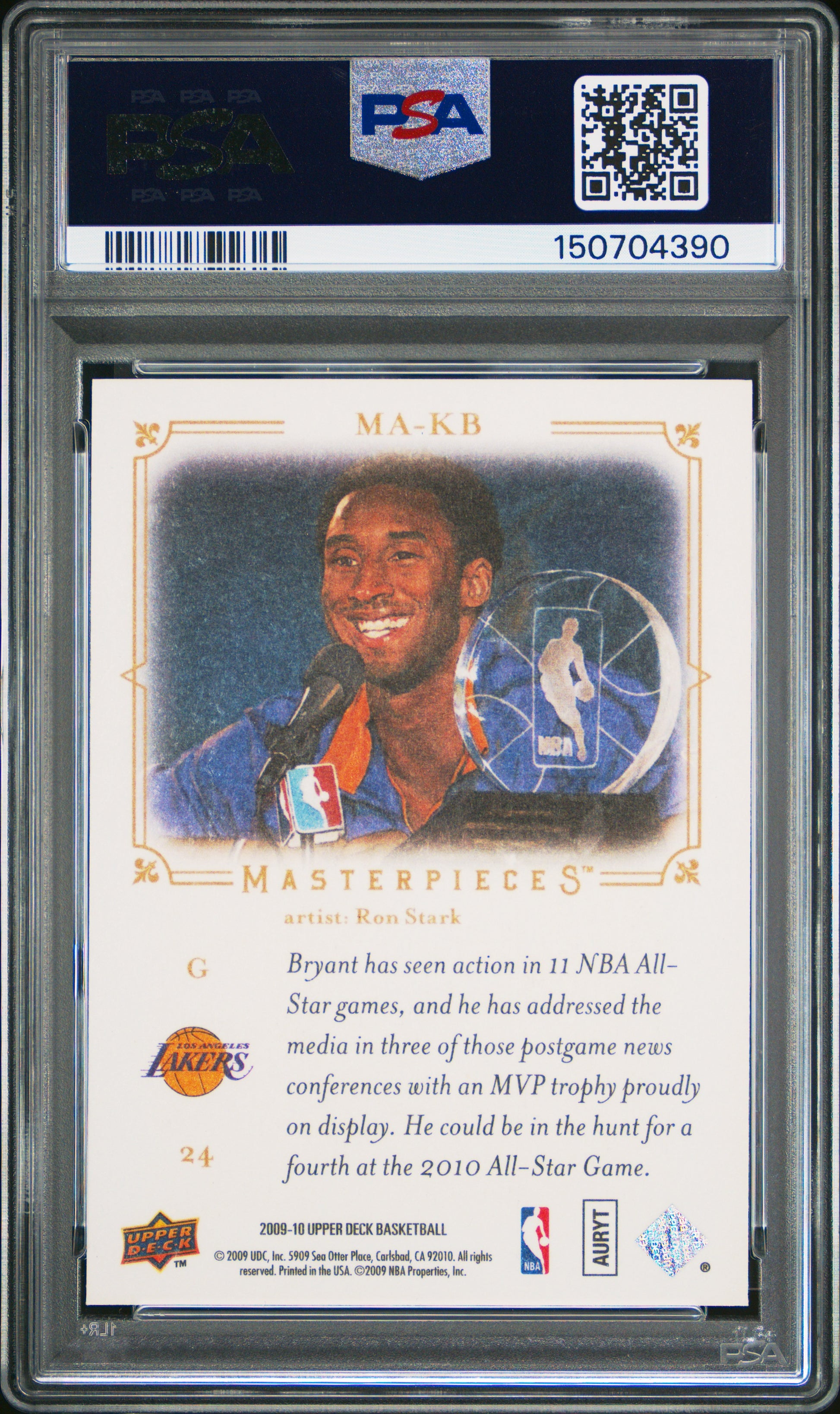 Kobe Bryant 2009-10 Upper Deck Masterpieces PSA 9-2