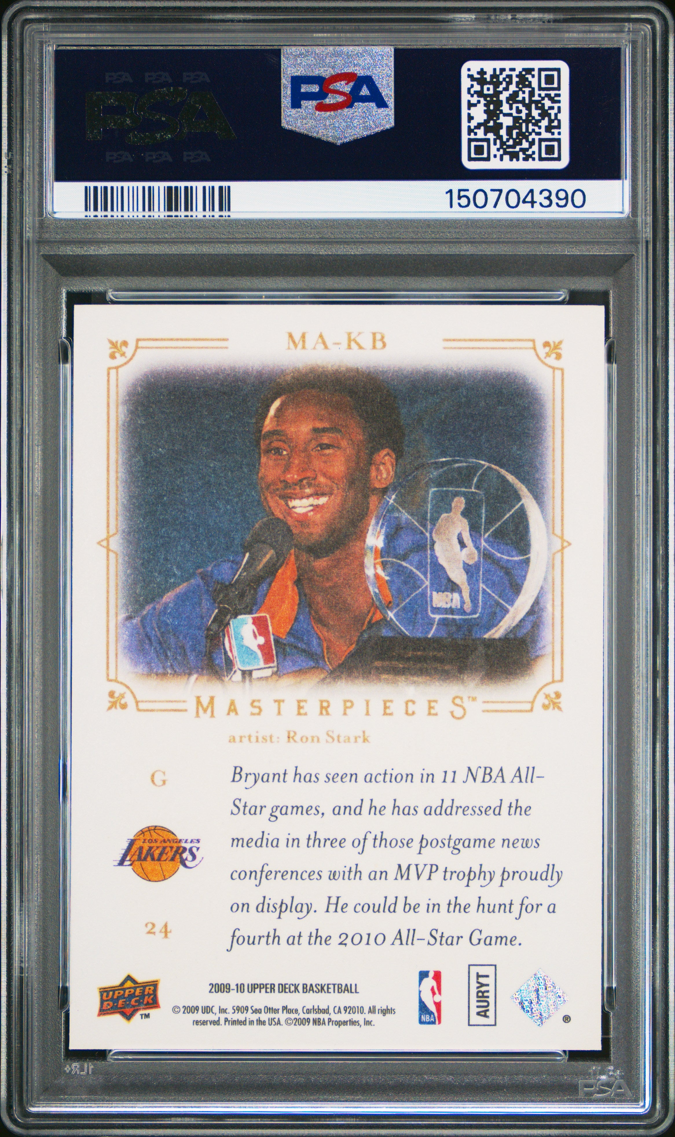 Kobe Bryant 2009-10 Upper Deck Masterpieces PSA 9-2