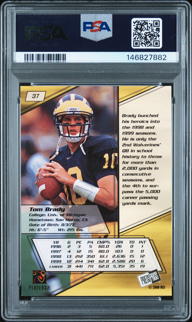 Tom Brady RC 2000 Press Pass Rookie #37 PSA 7-2