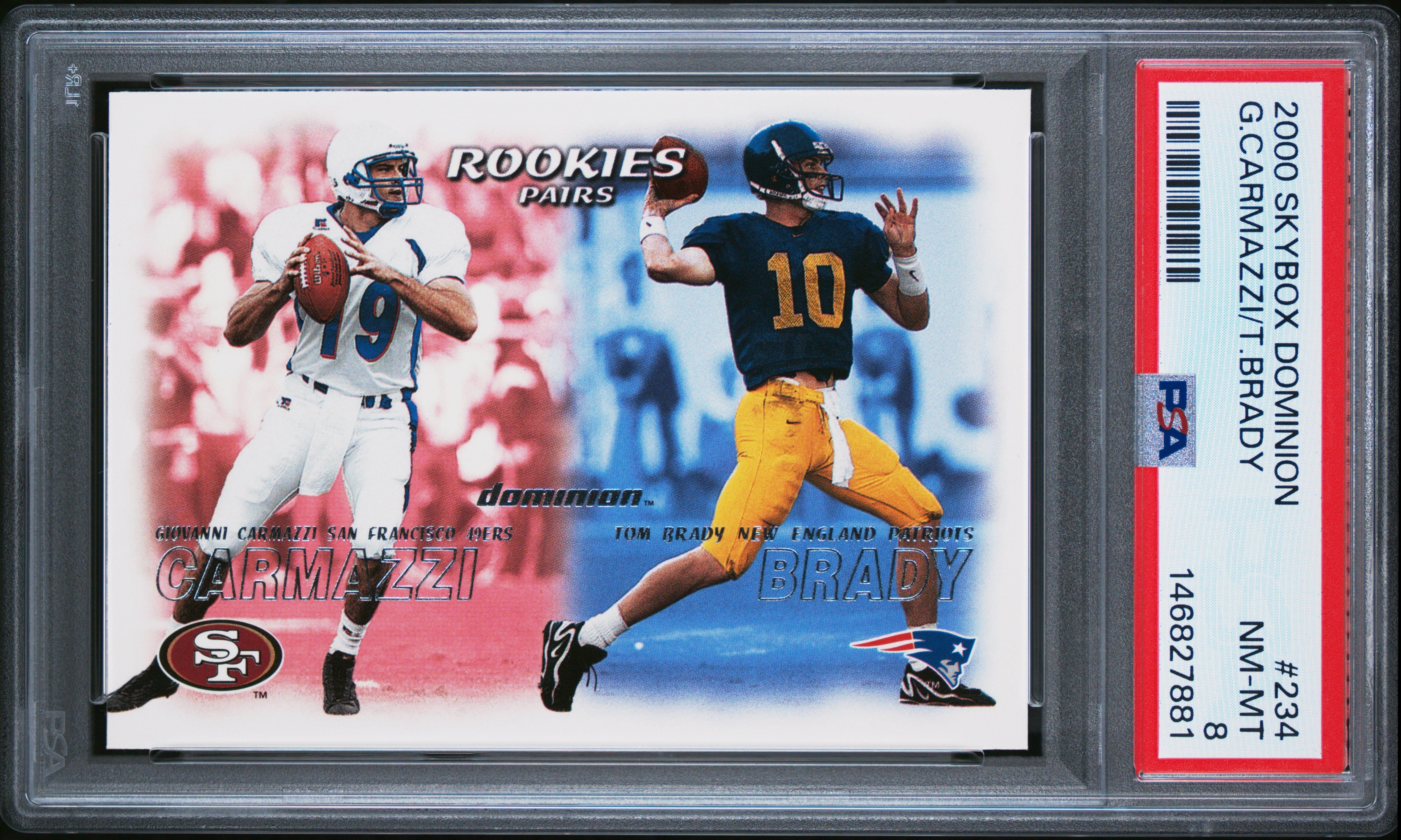 Tom Brady Giovanni Carmazzi RC 2000 Skybox Dominion Rookie #234 PSA 8