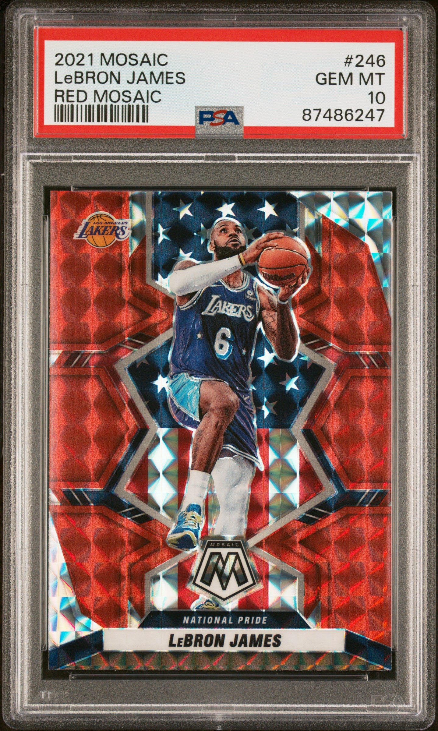 Lebron James 2021-22 Panini Mosaic Red #246 PSA 10-1