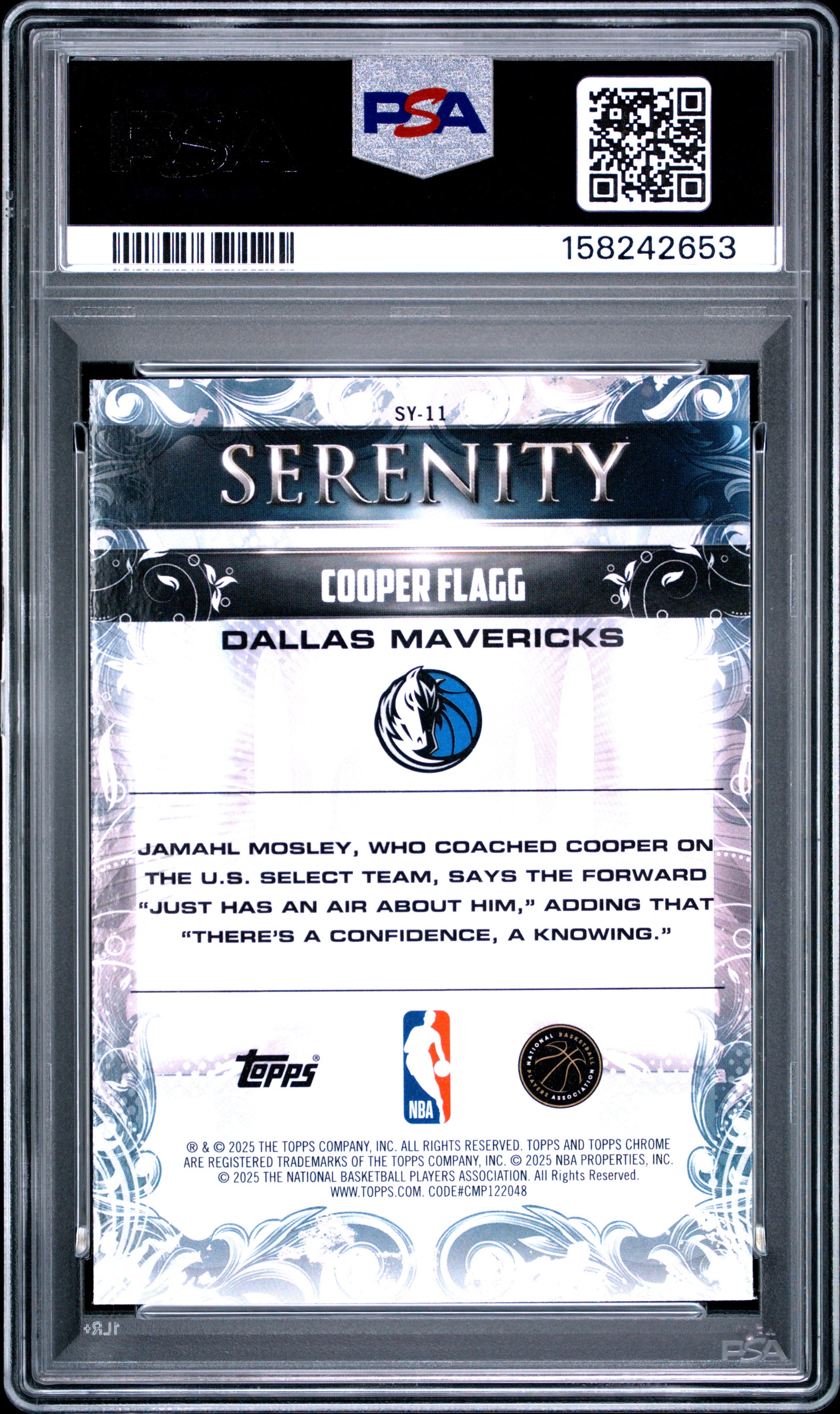 Cooper Flagg RC 2025-26 Topps Chrome Serenity Rookie PSA 10-2