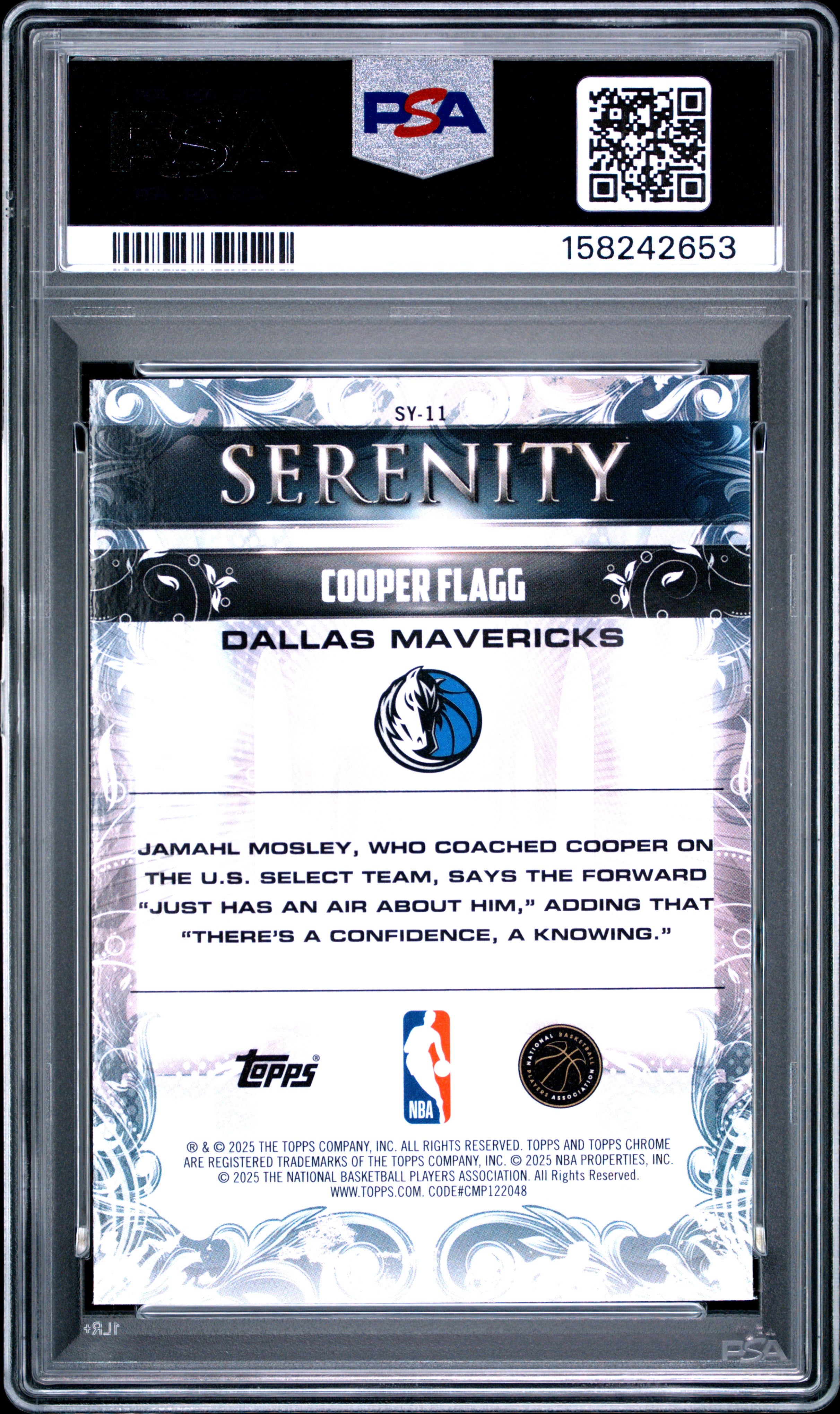 Cooper Flagg RC 2025-26 Topps Chrome Serenity Rookie PSA 10-2