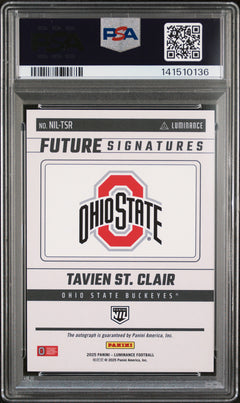 Julian Sayin RC 2025 Panini Luminance NIL Future Rookie Auto PSA 9-2