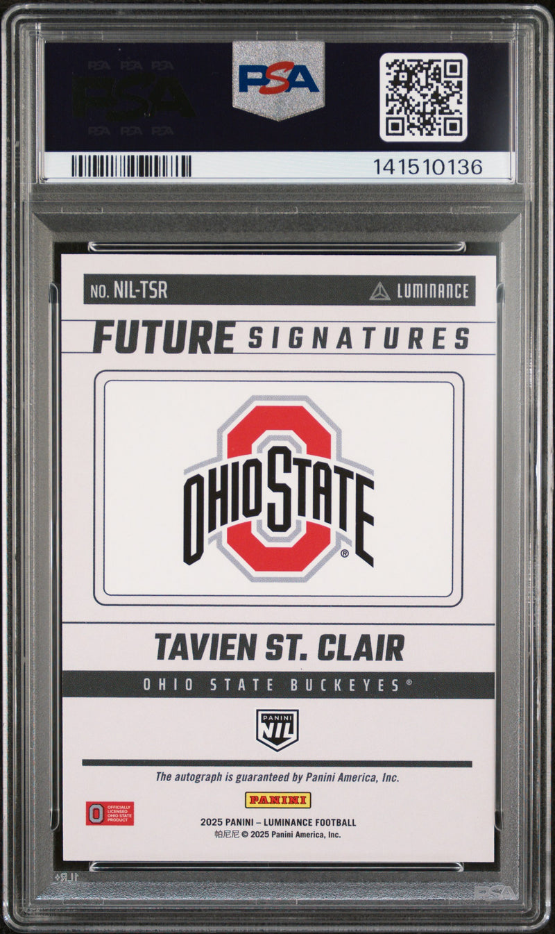 Julian Sayin RC 2025 Panini Luminance NIL Future Rookie Auto PSA 9-2