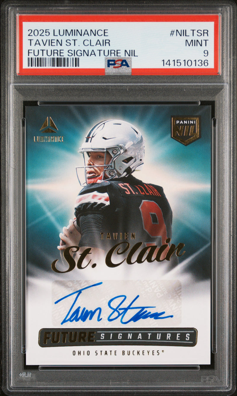 Julian Sayin RC 2025 Panini Luminance NIL Future Rookie Auto PSA 9-1