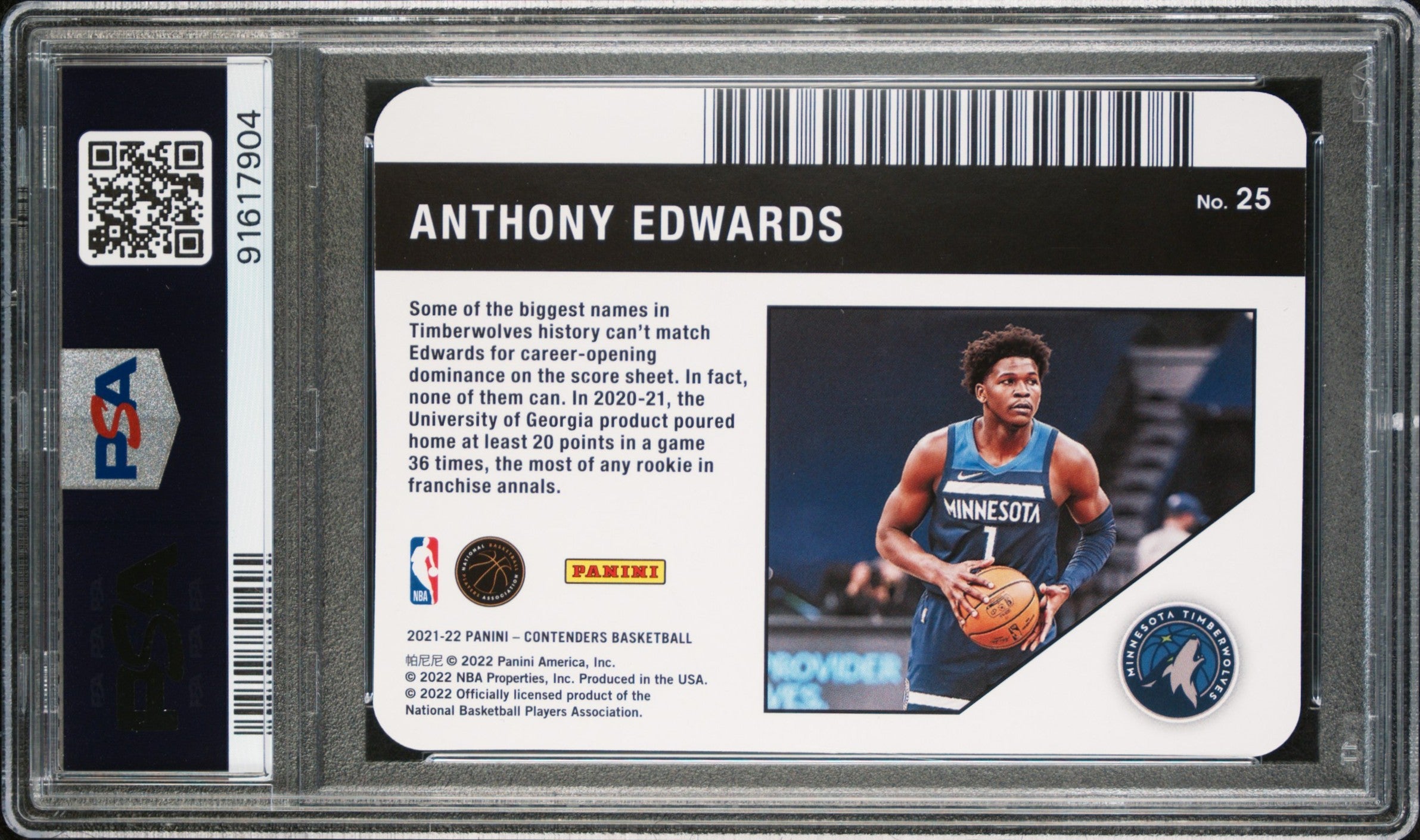Anthony Edwards 2021-22 Panini Contenders License To Dominate Case Hit SSP #25 PSA 9-2