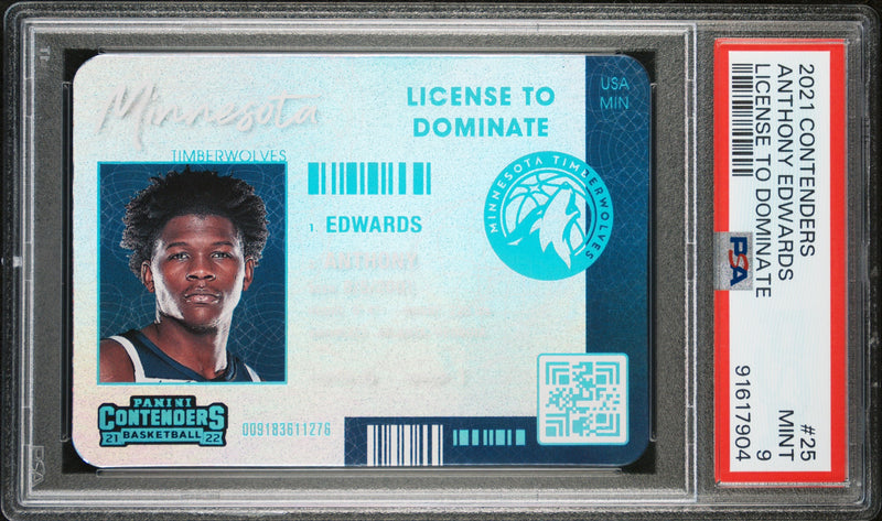 Anthony Edwards 2021-22 Panini Contenders License To Dominate Case Hit SSP #25 PSA 9-1