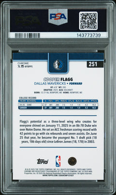 Cooper Flagg RC 2025-26 Topps Chrome Prism Refractor #251 PSA 8-2