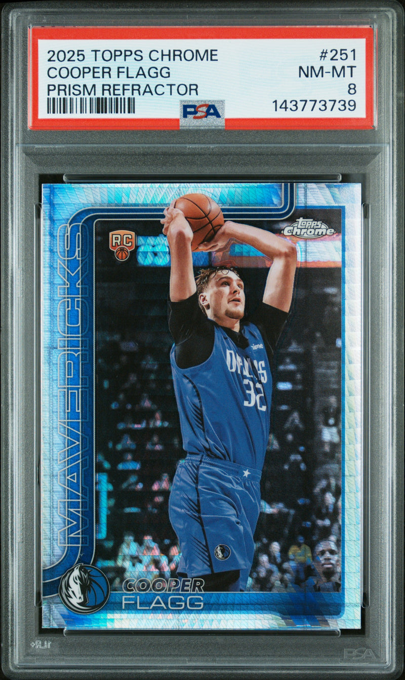 Cooper Flagg RC 2025-26 Topps Chrome Prism Refractor #251 PSA 8-1