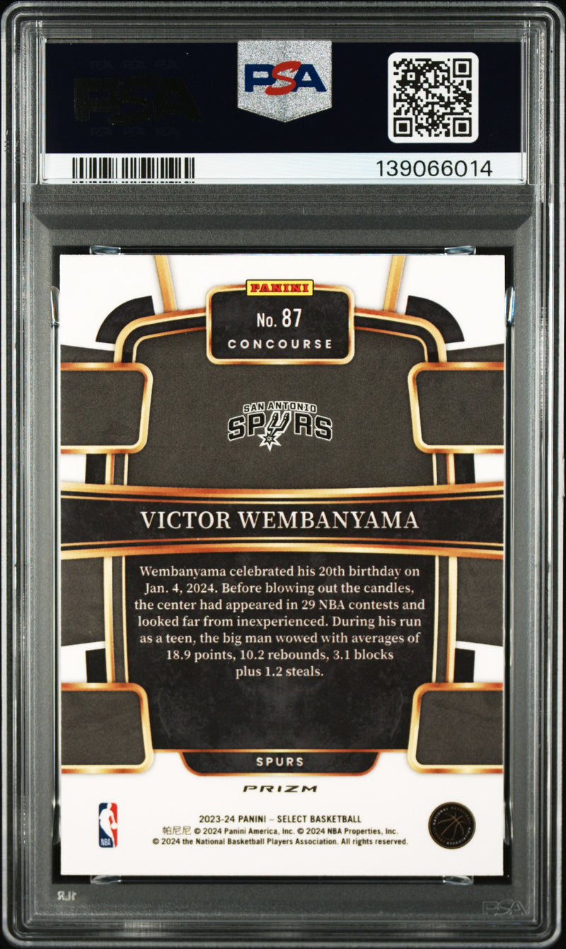 Victor Wembanyama RC 2023-24 Panini Select Concourse Silver Rookie #87 PSA 9-2