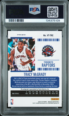 Tracy Mcgrady 2024-25 Panini Mosaic Contenders Optic White Veteran Ticket Auto SP 4/25 PSA 9-2