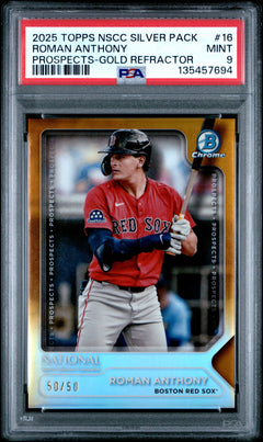 Roman Anthony RC 2025 Bowman Chrome National Convention Gold Prospect Rookie SP 50/50 PSA 9-1