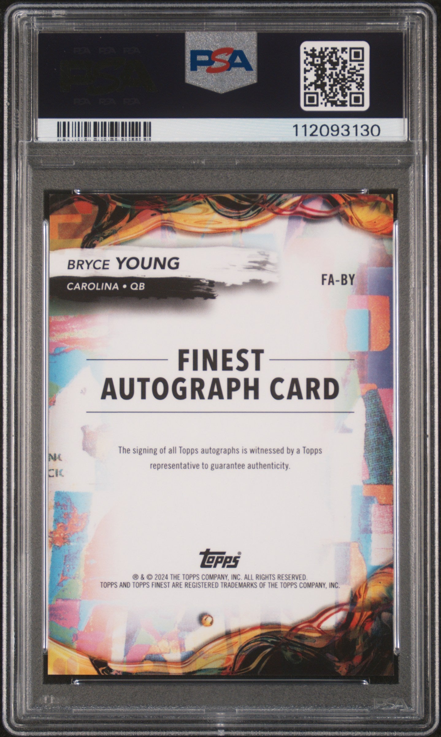 Bryce Young RC 2024 Topps Finest Greats Rookie Auto PSA 10-2