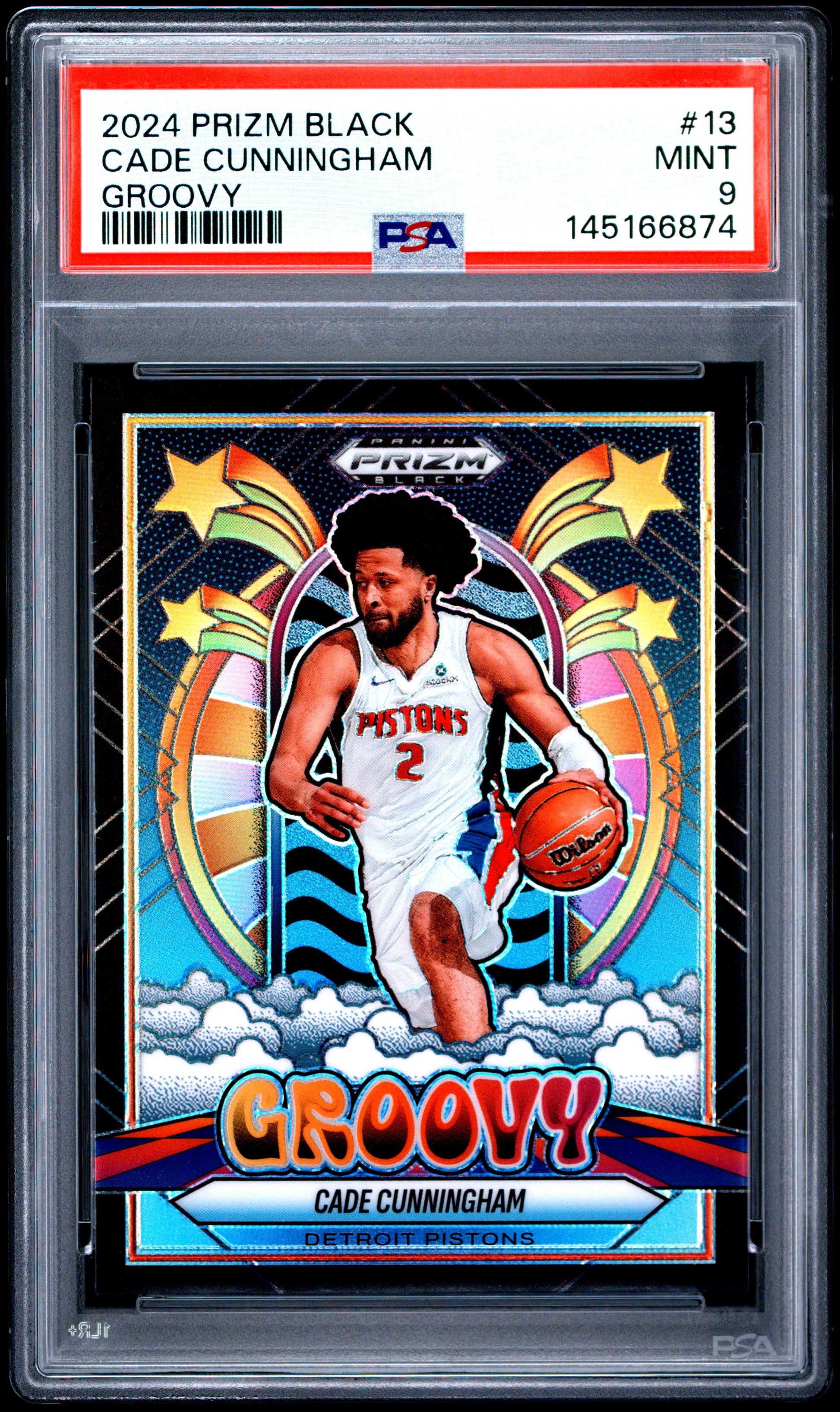 Cade Cunningham 2024-25 Panini Prizm Black Groovy Case Hit SSP #13 PSA 9-1