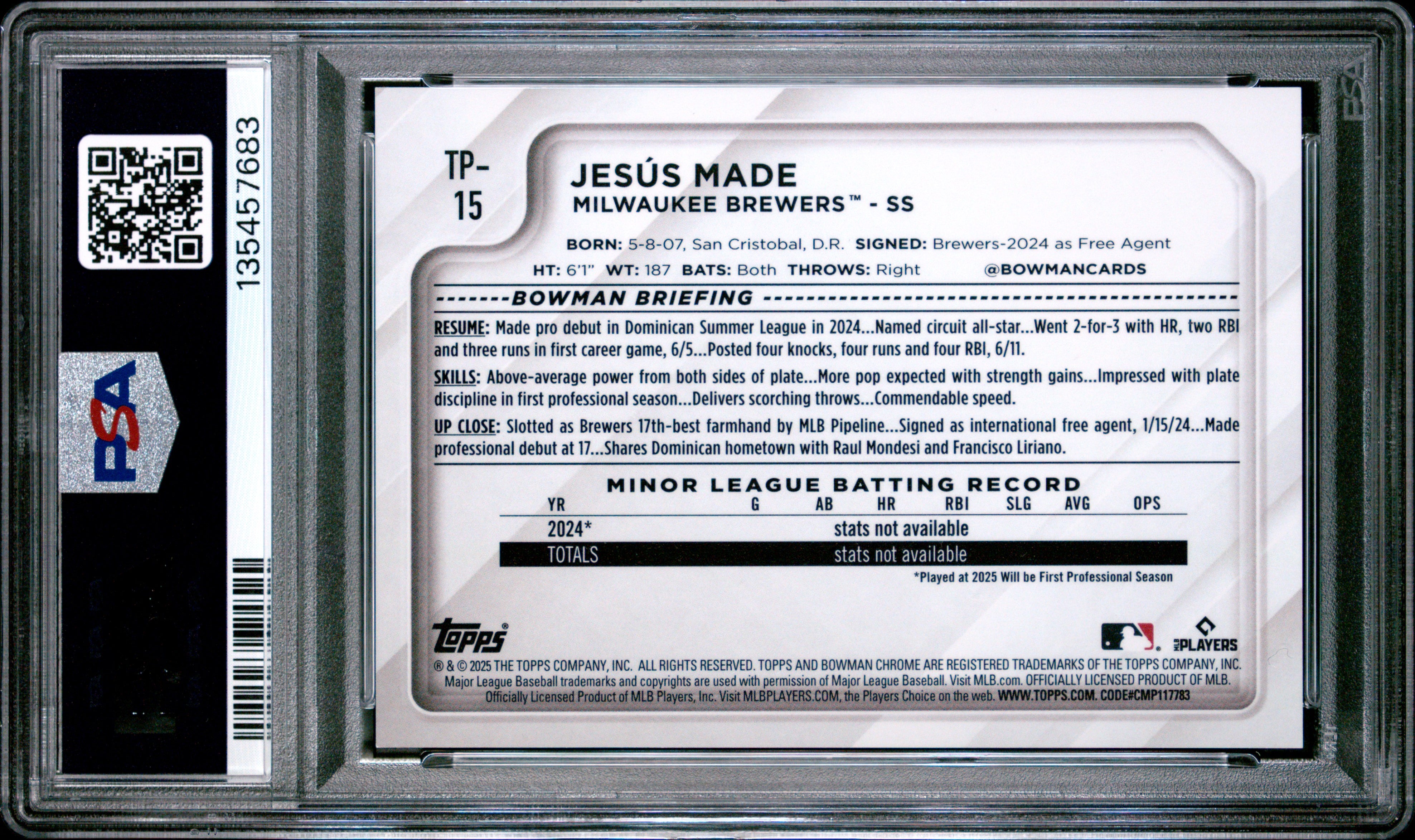 Jesus Made RC 2025 Bowman Chrome National Convention Gold Prospect Rookie SP 6/50 PSA 9-2