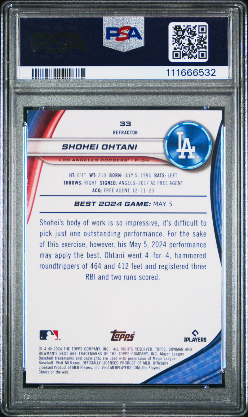 Shohei Ohtani 2024 Bowman's Best Refractor #33 PSA 10-2