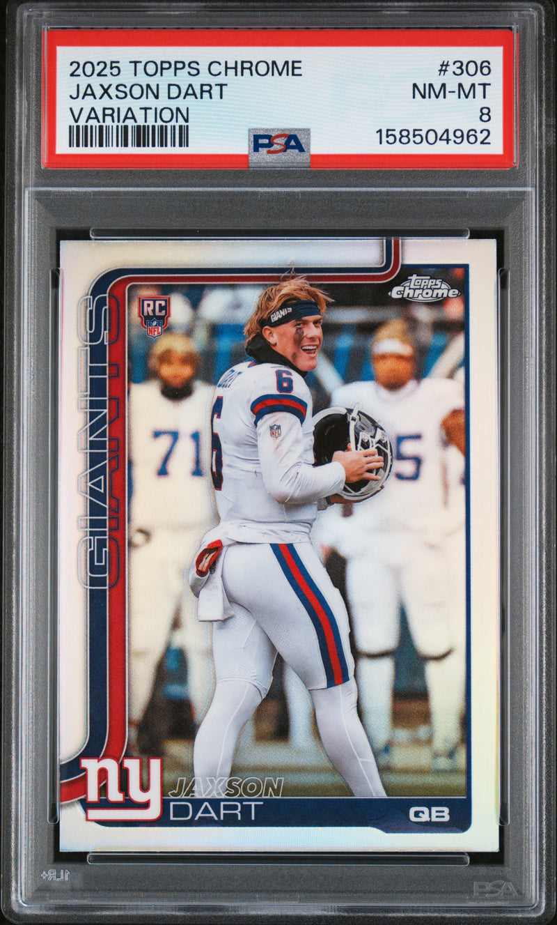 Jaxson Dart RC 2025 Topps Chrome Variation Rookie #306 PSA 8-1