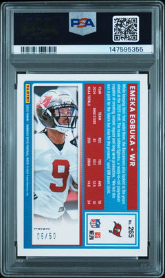 Emeka Egbuka RC 2025 Donruss Optic Lime Green Rated Rookie SP 6/50 PSA 8-2