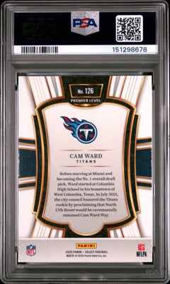 Cam Ward RC 2025 Panini Select Premier Level Rookie #126 PSA 10-2