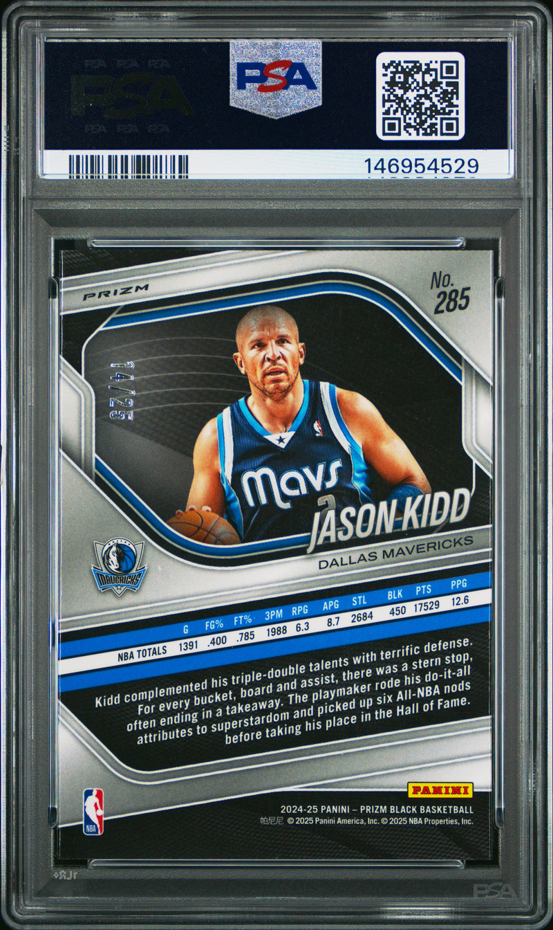 Jason Kidd 2024-25 Panini Prizm Black Mojo SP 14/25 PSA 10-2