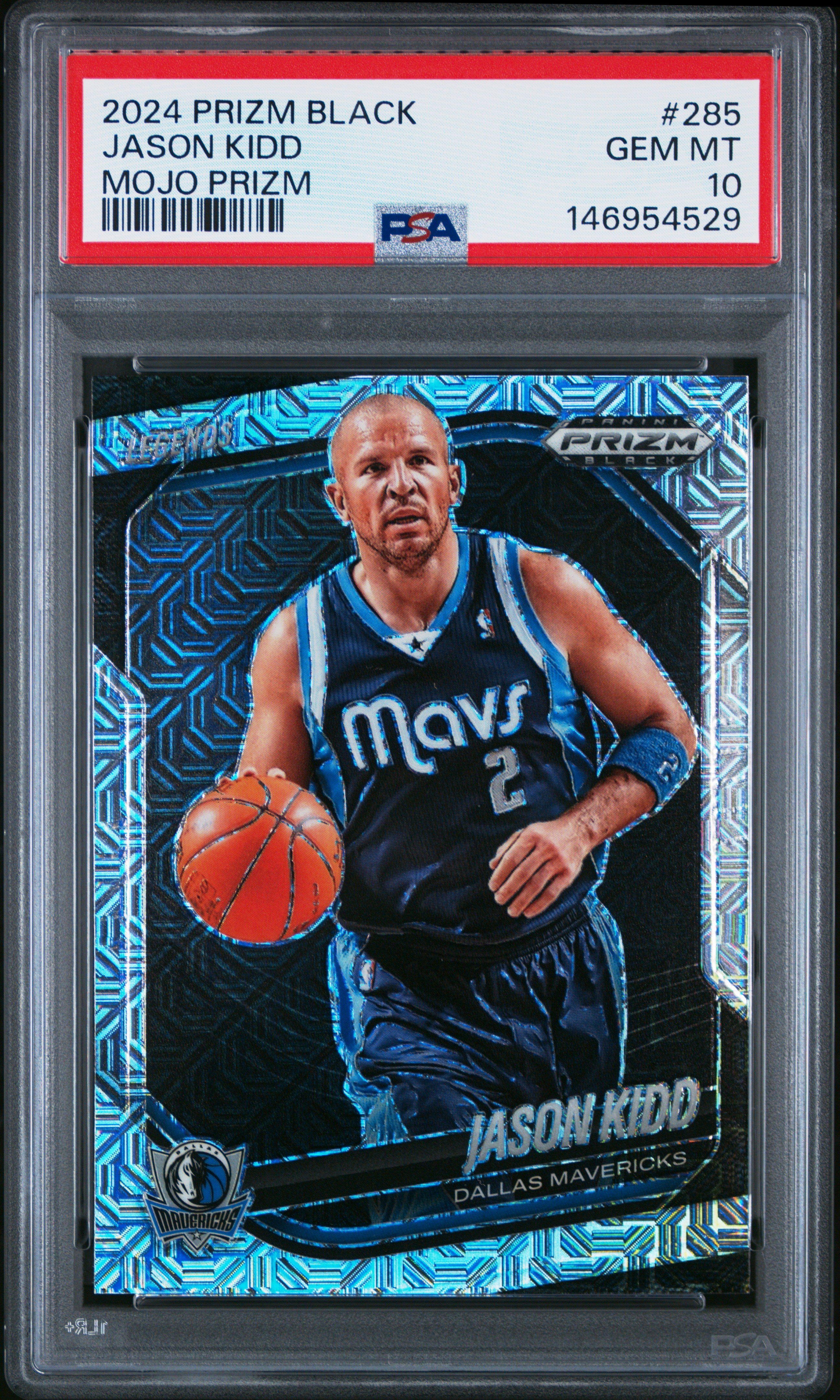 Jason Kidd 2024-25 Panini Prizm Black Mojo SP 14/25 PSA 10
