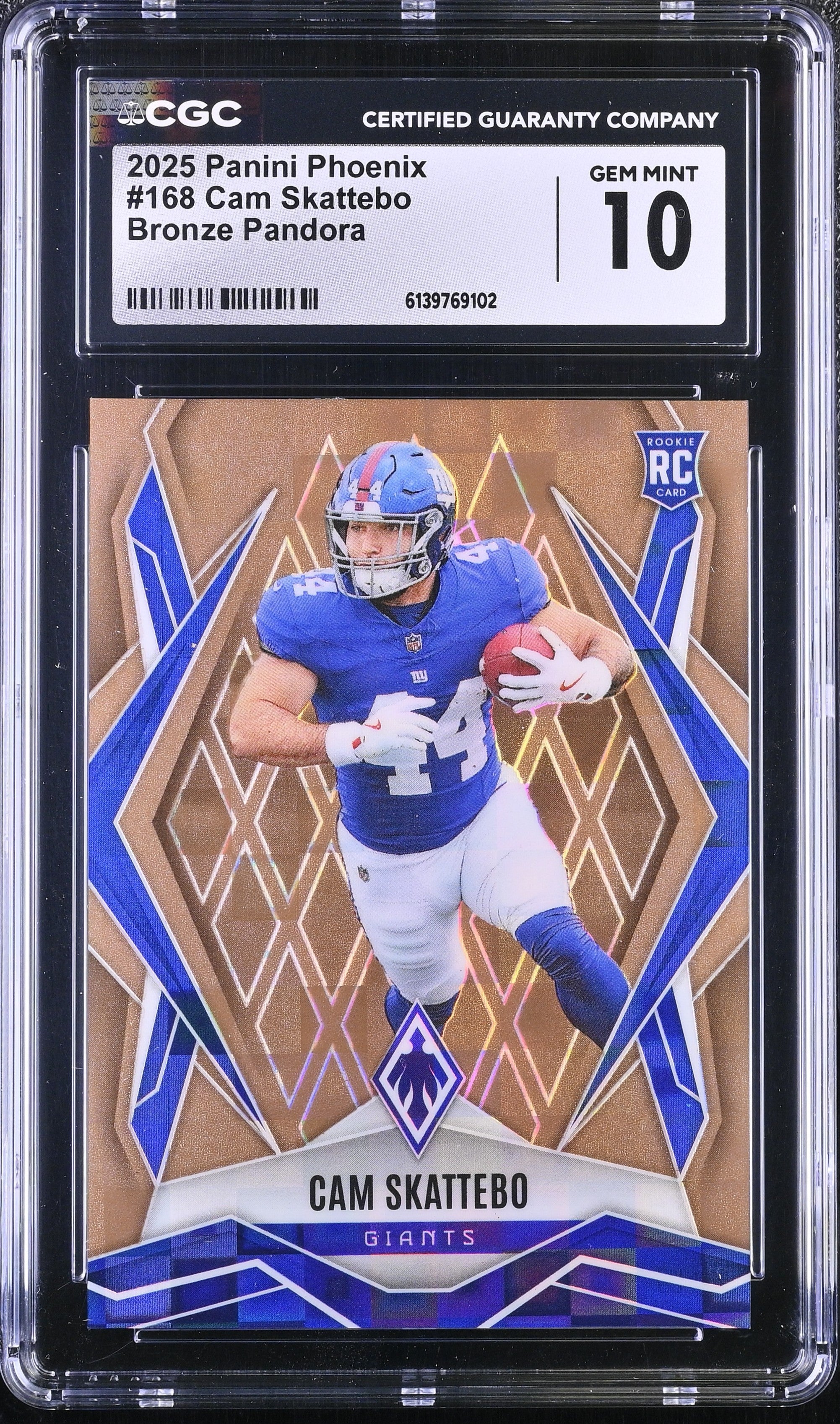 Cam Skattebo RC 2025 Panini Phoenix Bronze Pandora Rookie SP 63/125 CGC 10