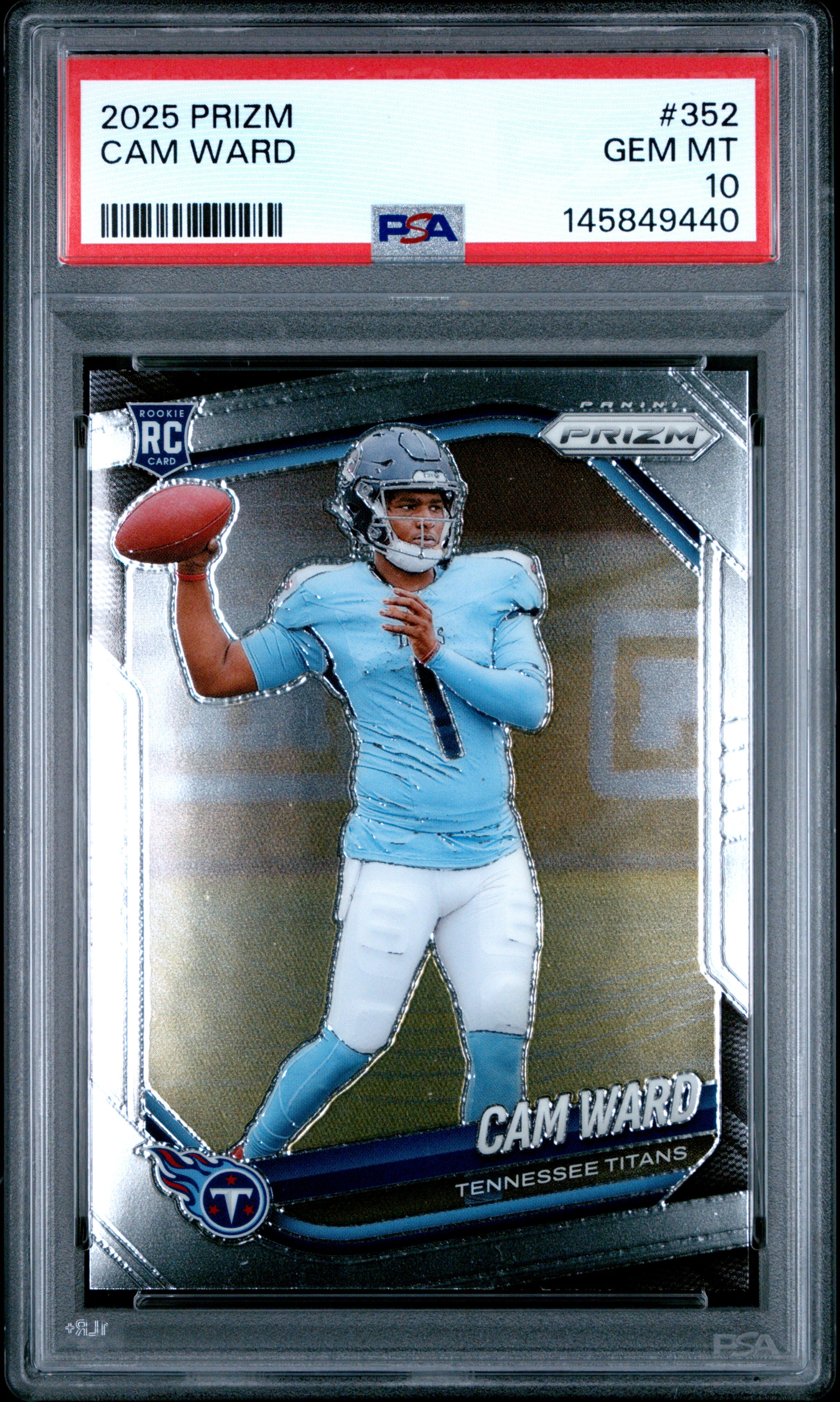 Cam Ward RC 2025 Panini Prizm Rookie #352 PSA 10