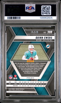 Quinn Ewers RC 2025 Panini Mosaic Red Yellow Fusion Rookie SP 86/89 PSA 10-2