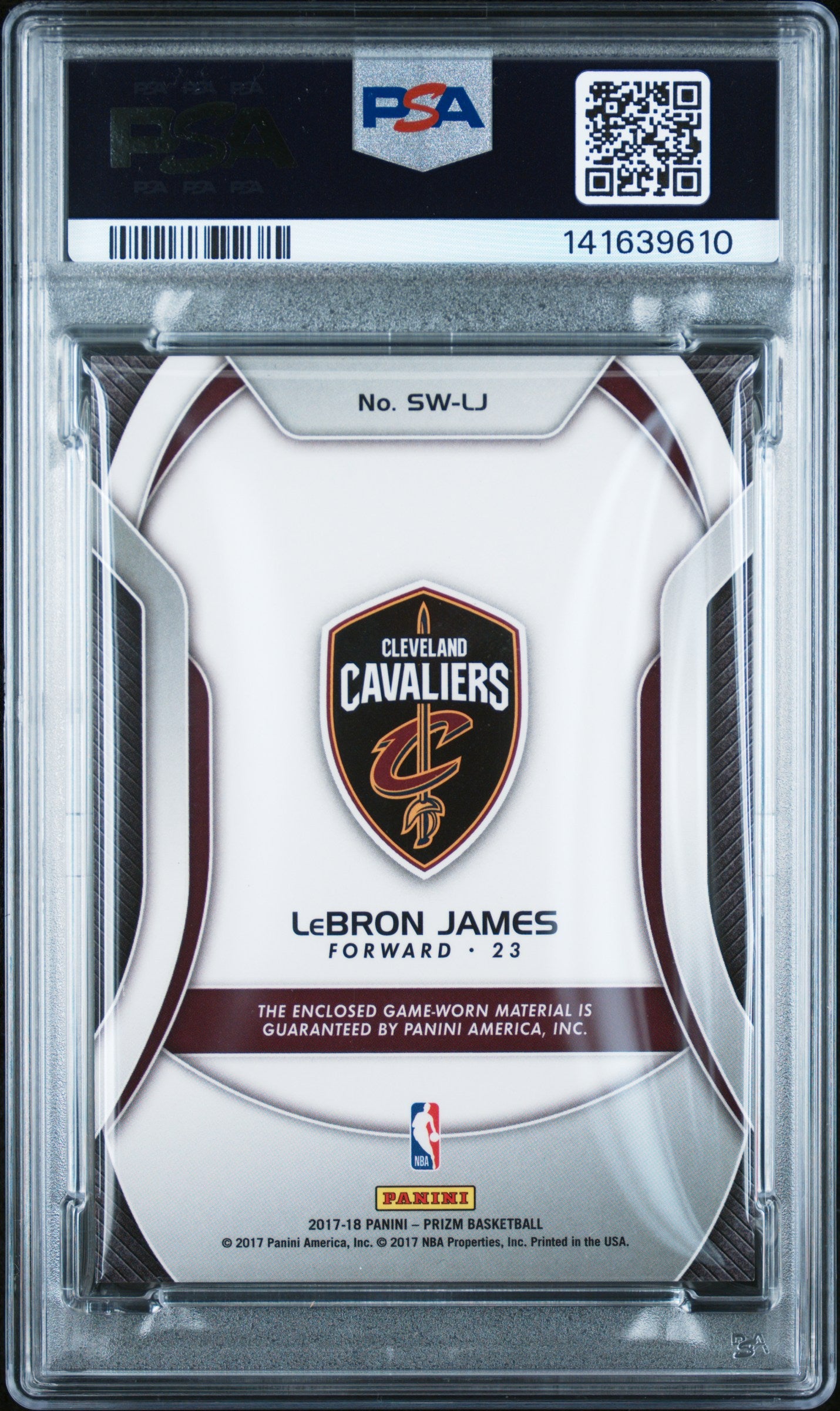 Lebron James 2017-18 Panini Prizm Sensational Game Used Patch PSA 8