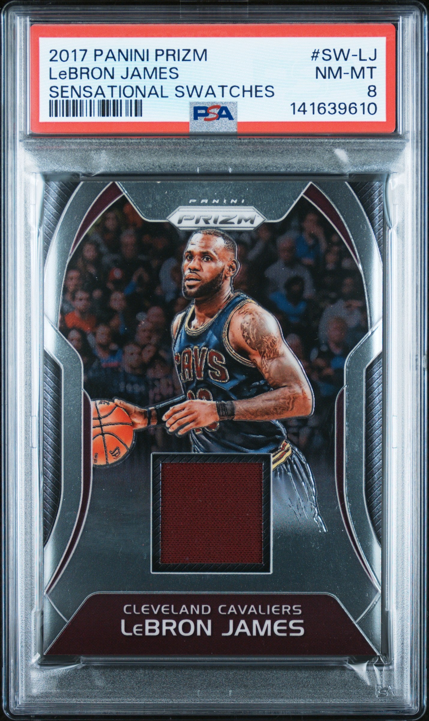 Lebron James 2017-18 Panini Prizm Sensational Game Used Patch PSA 8