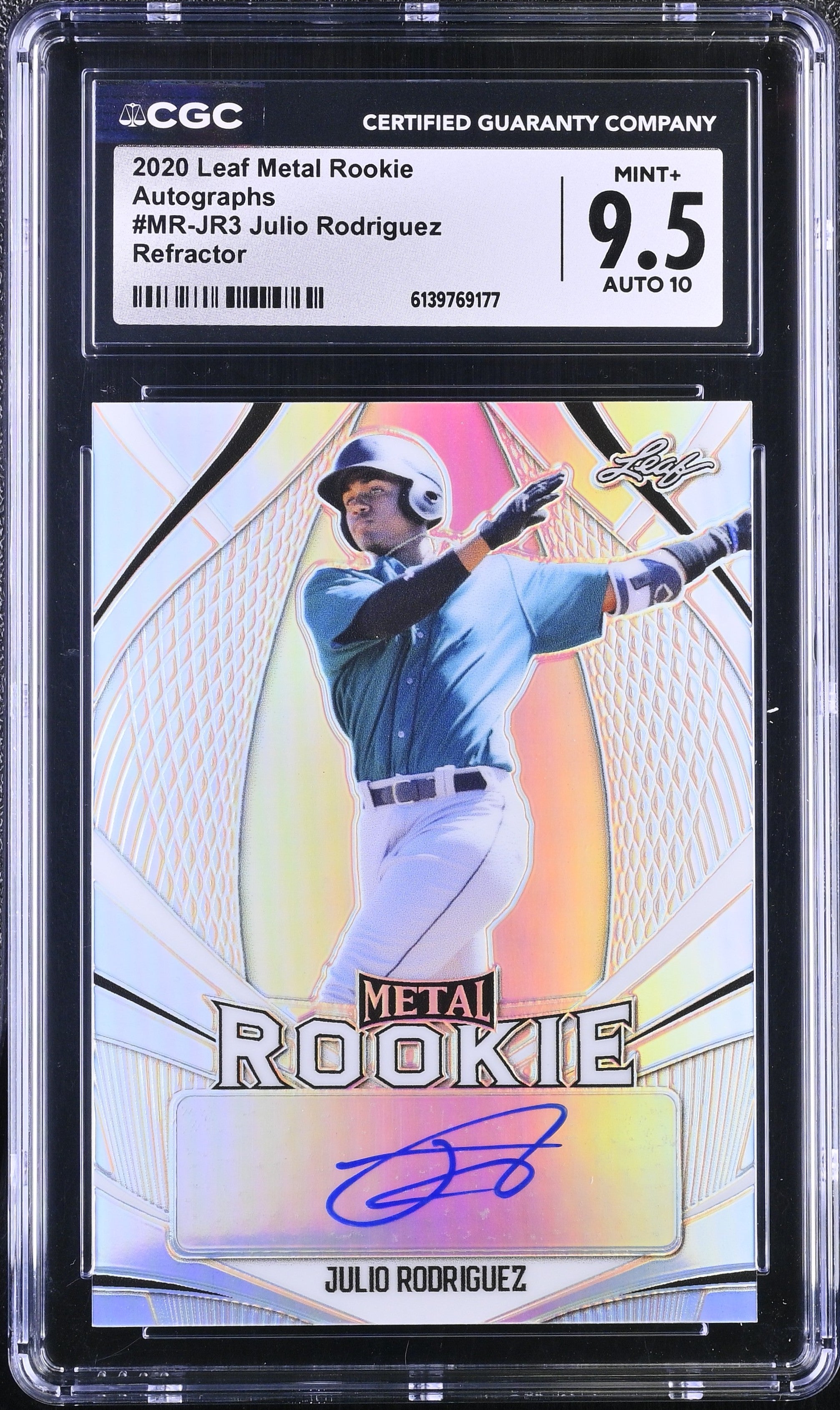 Julio Rodriguez 2020 Leaf Metal Silver Rookie Auto SP 22/50 CGC 9.5
