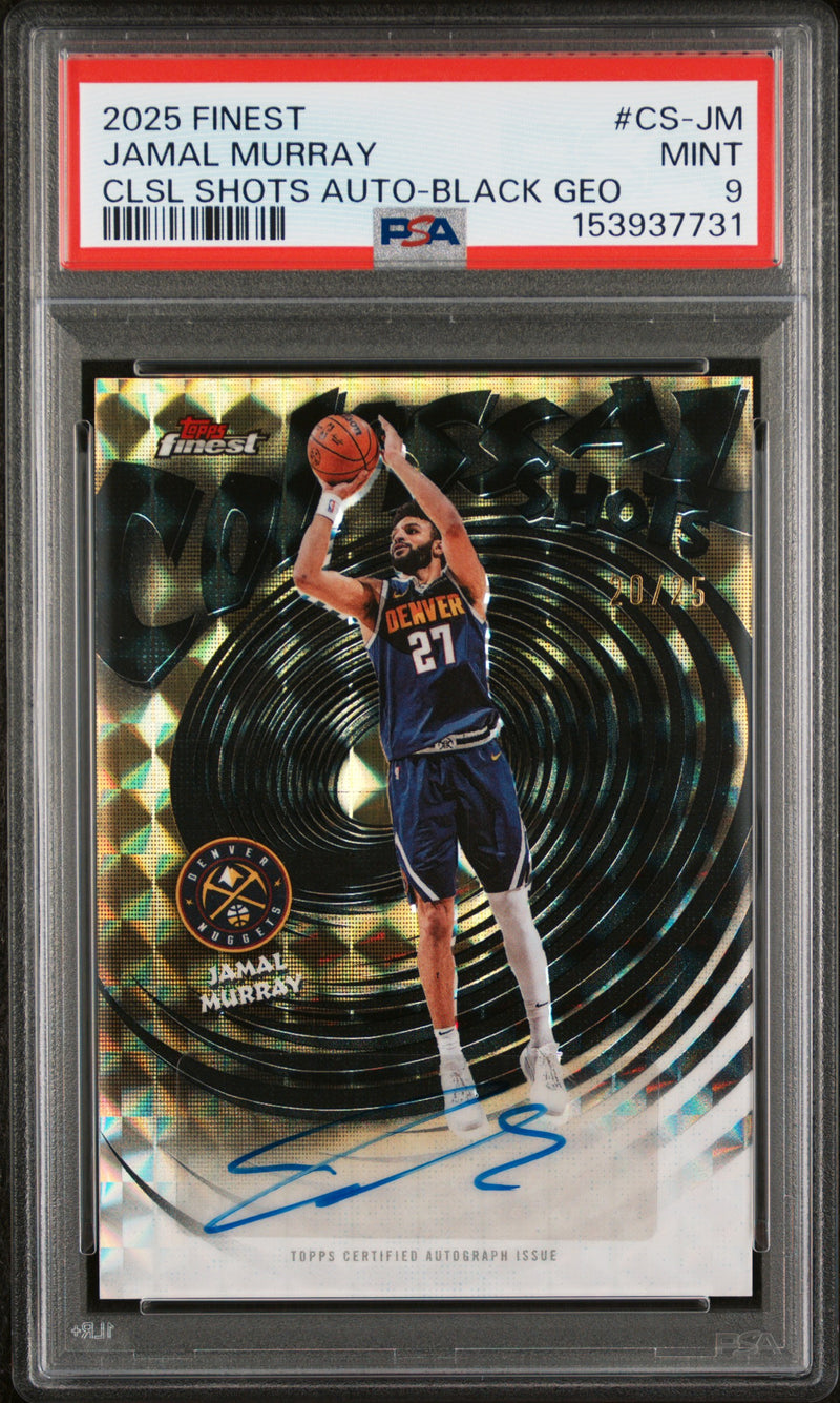 Jamal Murray 2025-26 Topps Finest Black Geometric Colossal Shots Auto SP 20/25 PSA 9-1