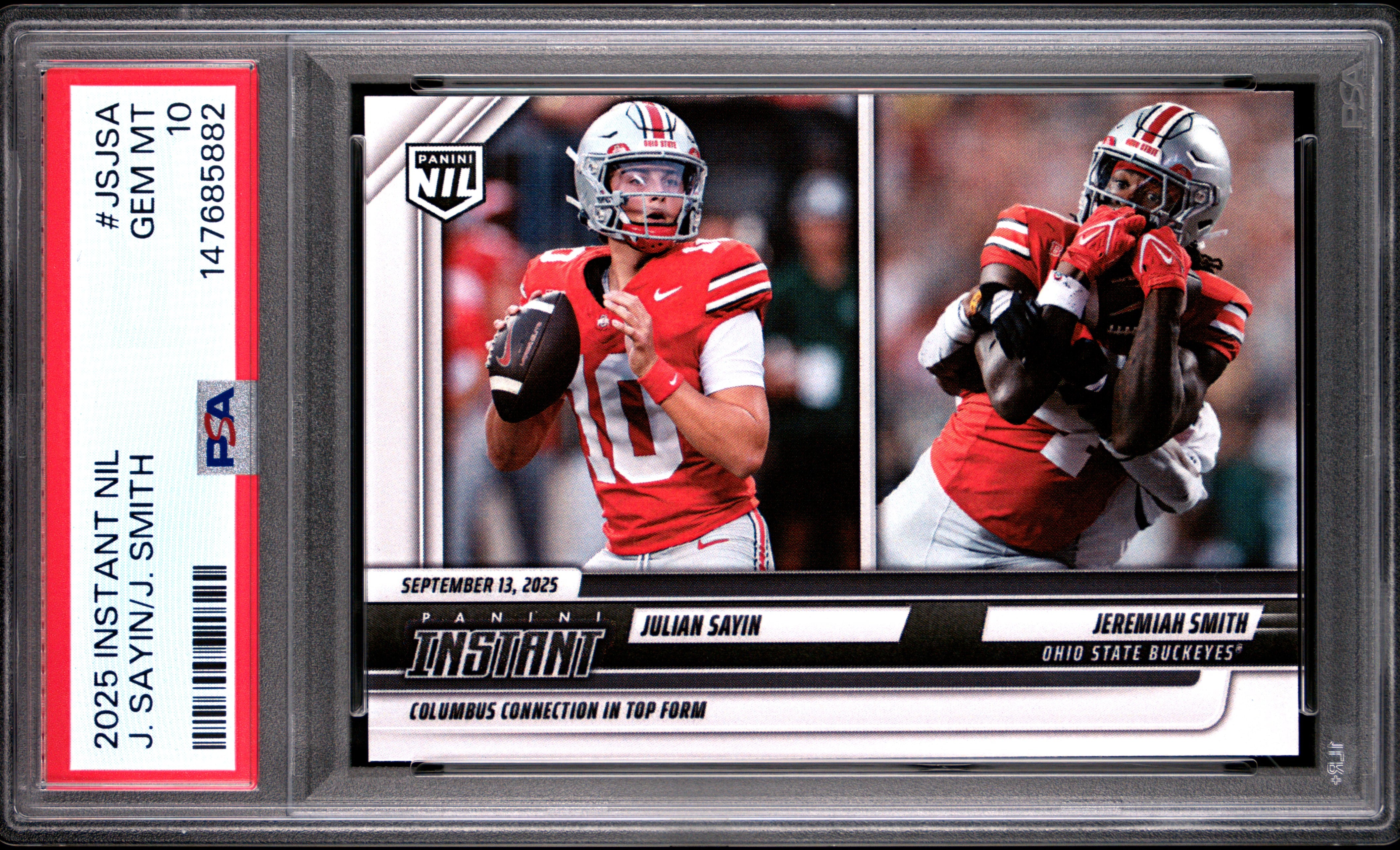 Julian Sayin Jeremiah Smith RC 2025 Panini Instant NIL Rookie SP /364 PSA 10