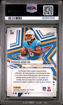 Omarion Hampton RC 2025 Panini Rookies & Stars Rookie Auto #166 PSA 10-2