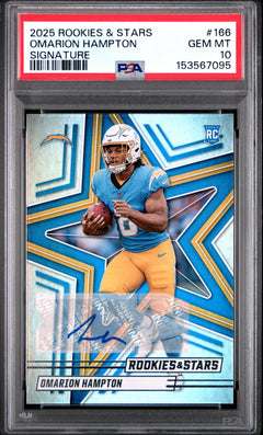 Omarion Hampton RC 2025 Panini Rookies & Stars Rookie Auto #166 PSA 10-1