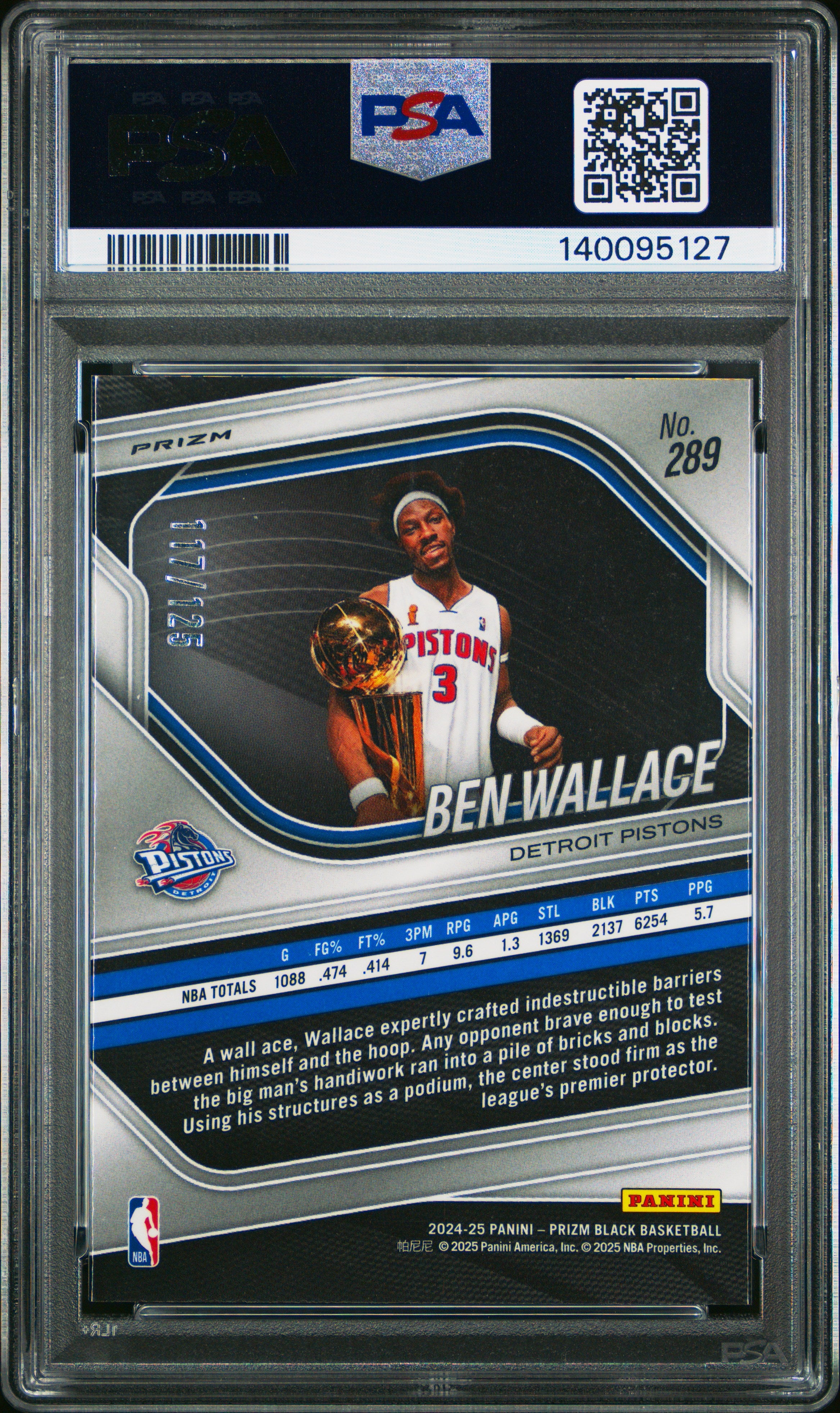 Ben Wallace 2024-25 Panini Prizm Black Blue Ice SP 117/125 PSA 10