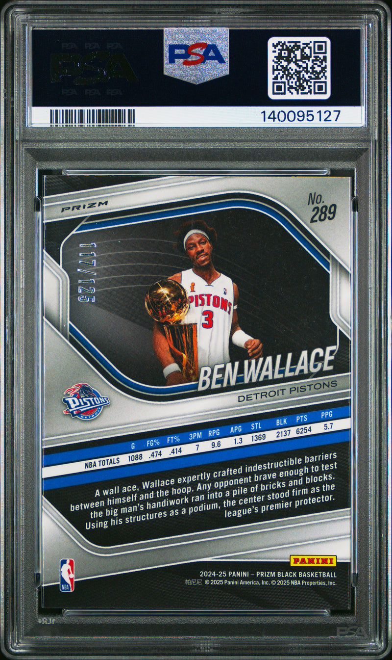 Ben Wallace 2024-25 Panini Prizm Black Blue Ice SP 117/125 PSA 10-2