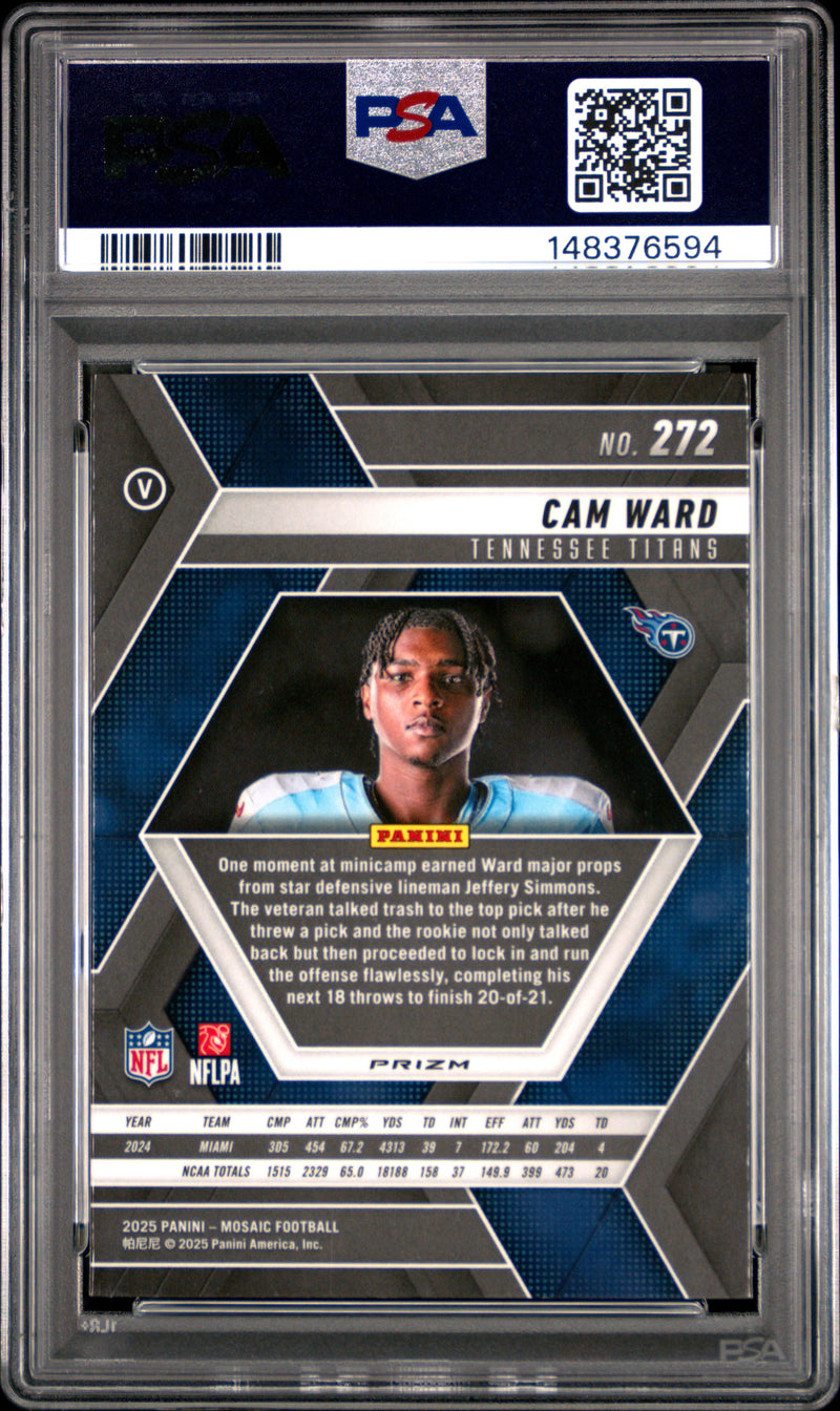 Cam Ward RC 2025 Panini Mosaic Silver Variation Rookie #272 PSA 10-2