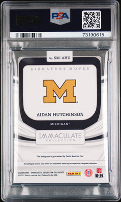 Aidan Hutchinson RC 2022 Immaculate Collegiate Red Signature Moves Rookie Auto SP 5/49 PSA 8-2