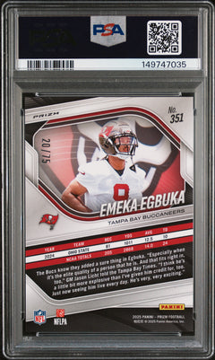 Emeka Egbuka RC 2025 Panini Prizm Green Scope Rookie SP 20/75 PSA 9-2