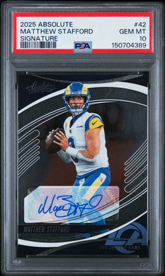 Matthew Stafford 2025 Panini Absolute Signature Auto #42 PSA 10-1