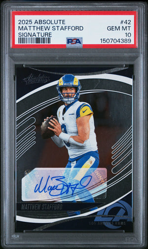 Matthew Stafford 2025 Panini Absolute Signature Auto #42 PSA 10